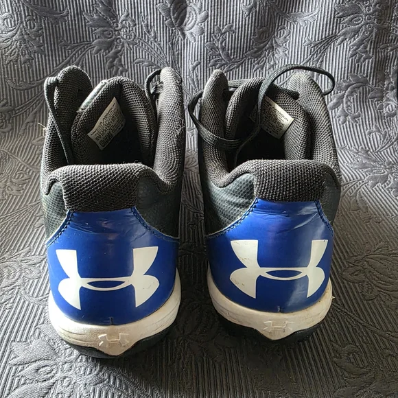 Under Armour Kids' Black and Blue Baseball Cleats - Picture 3 of 5